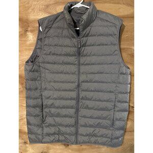 Uniqlo Vest Mens Large Gray Ultra Light Down Puffer Full Zip Lightweight Outdoor